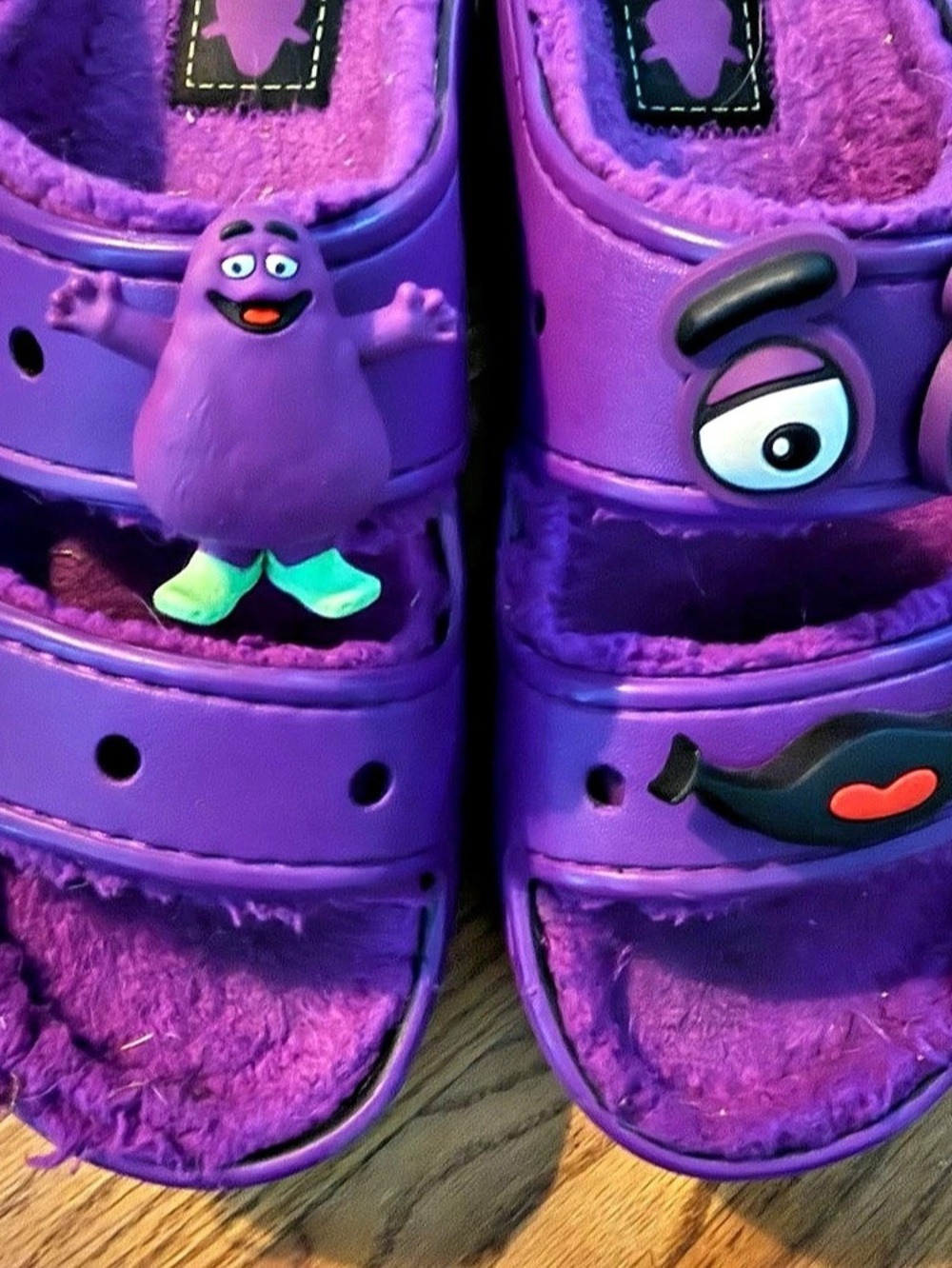 McDonald’s x Crocs Grimace Cozzzy Sandals Purple M8 W10 Fuzzy